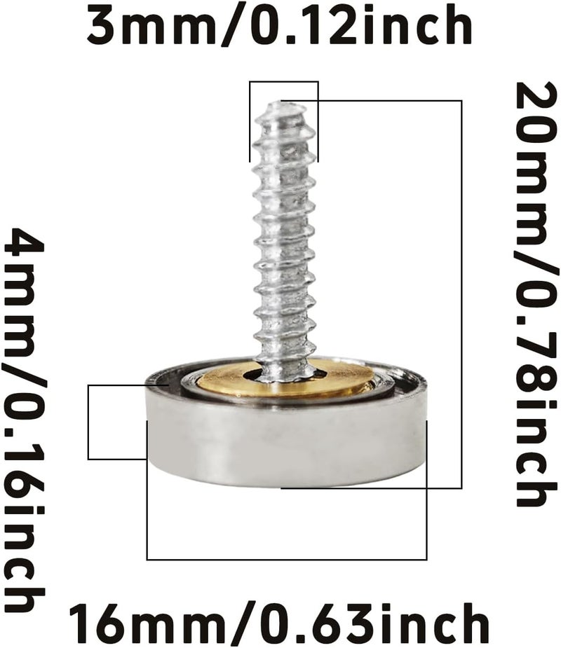 AUXBC 12PCS 3/5" Mirror Screws Decorative Cover Caps, Sign Advertising Screws, Mirror Screw Fasteners Nails, Brushed Stainless Steel - Image 2